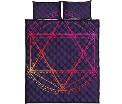 Geometric Star of David Print Quilt Bed Set