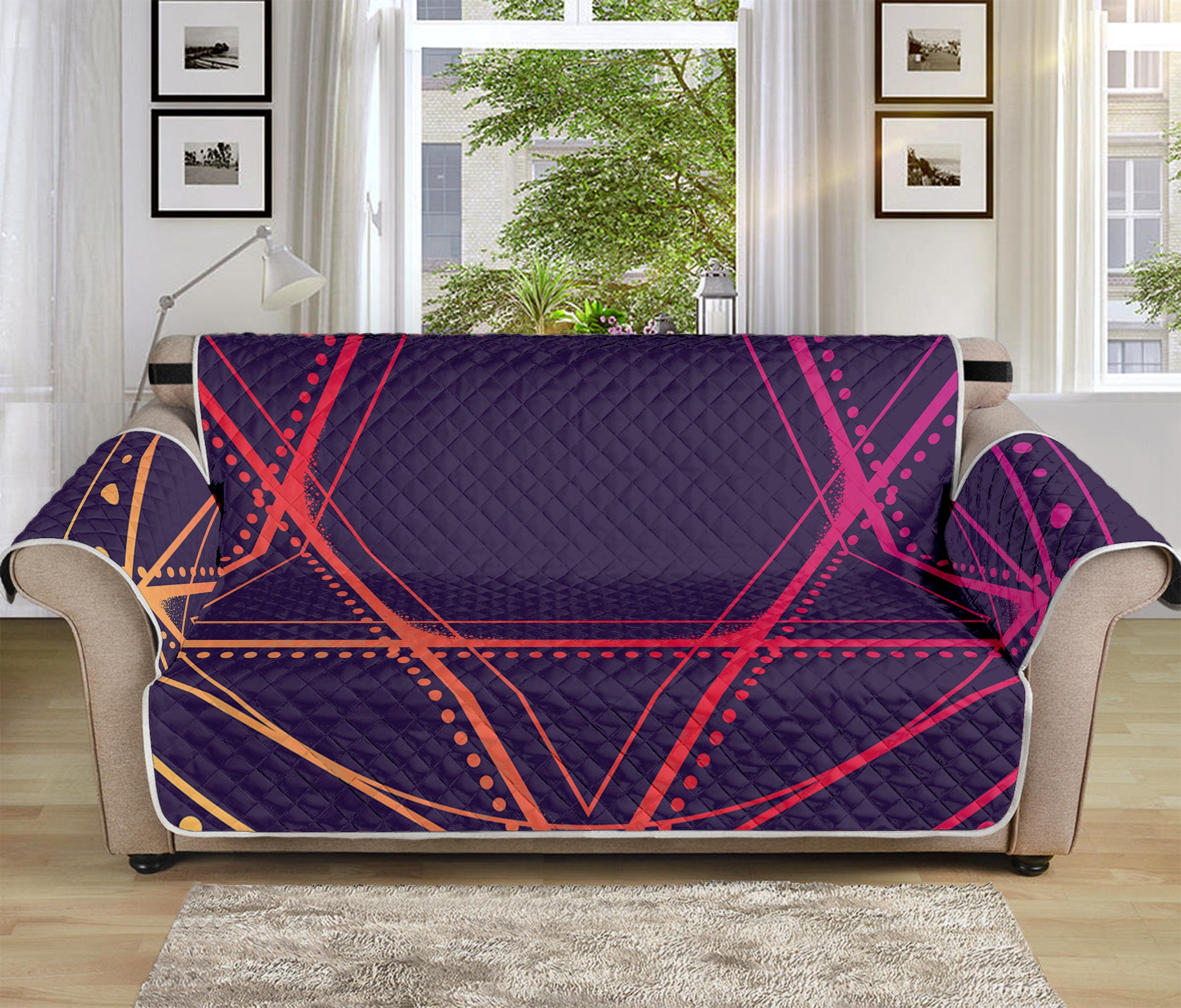 Geometric Star of David Print Sofa Protector