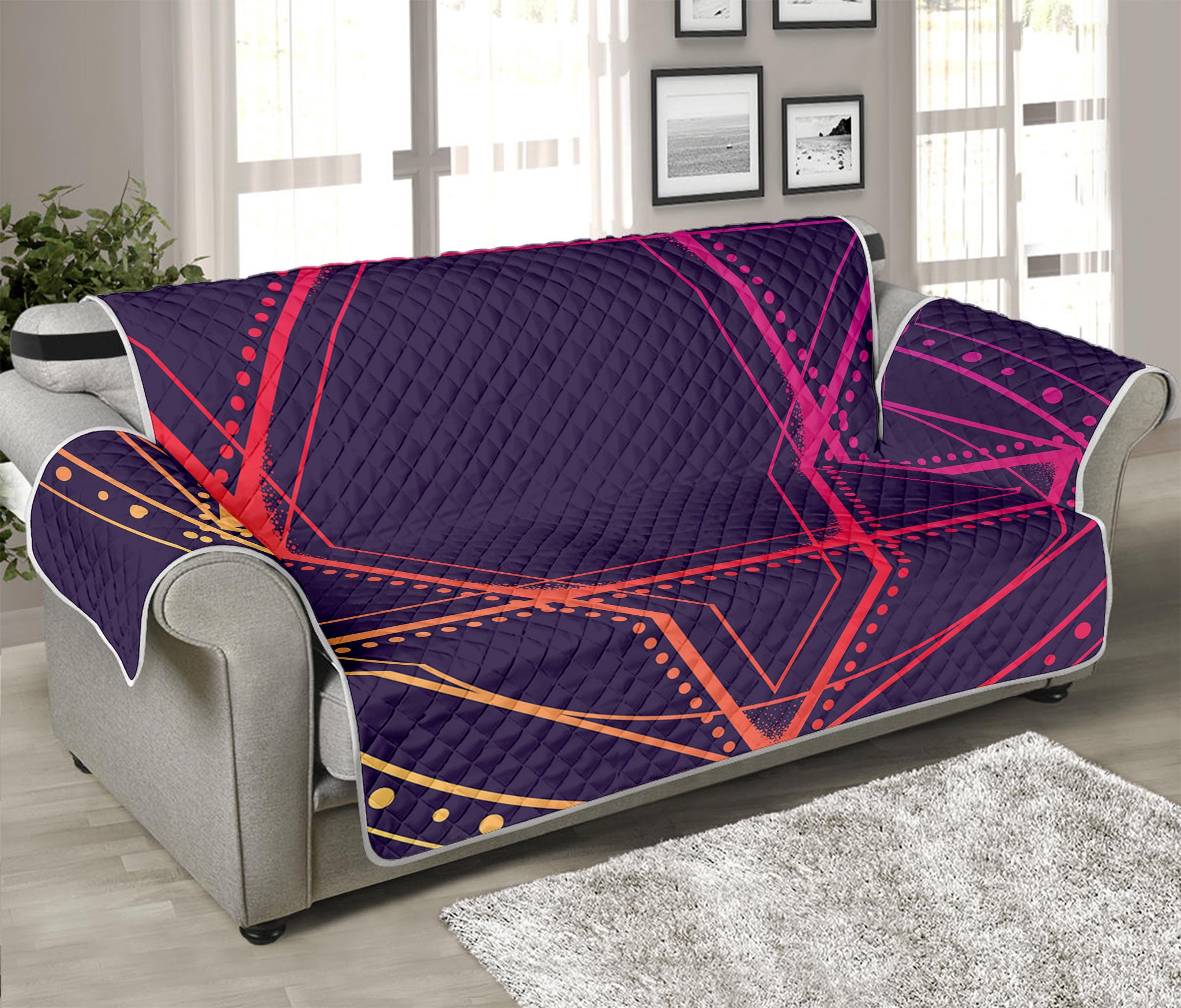 Geometric Star of David Print Sofa Protector