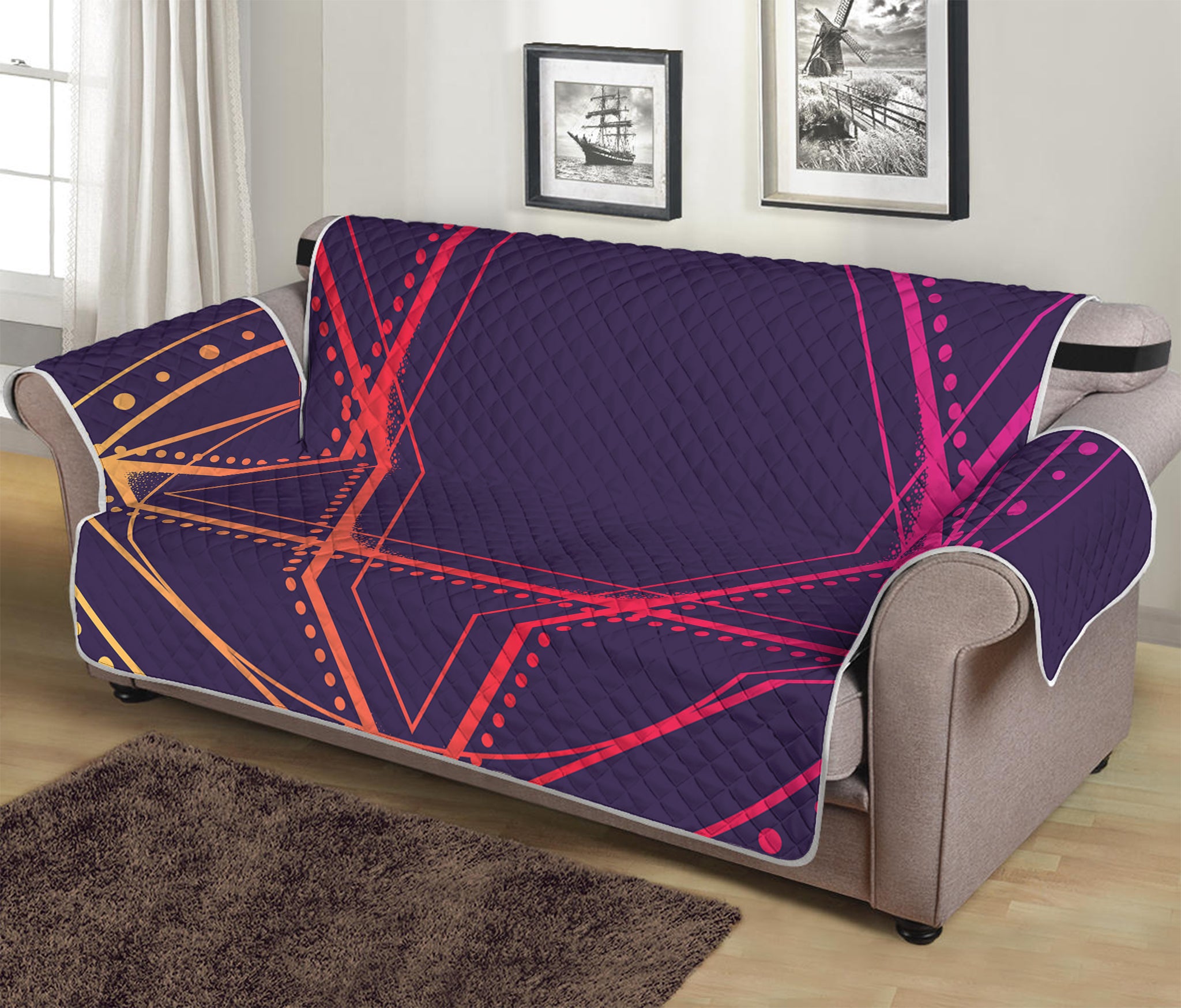 Geometric Star of David Print Sofa Protector