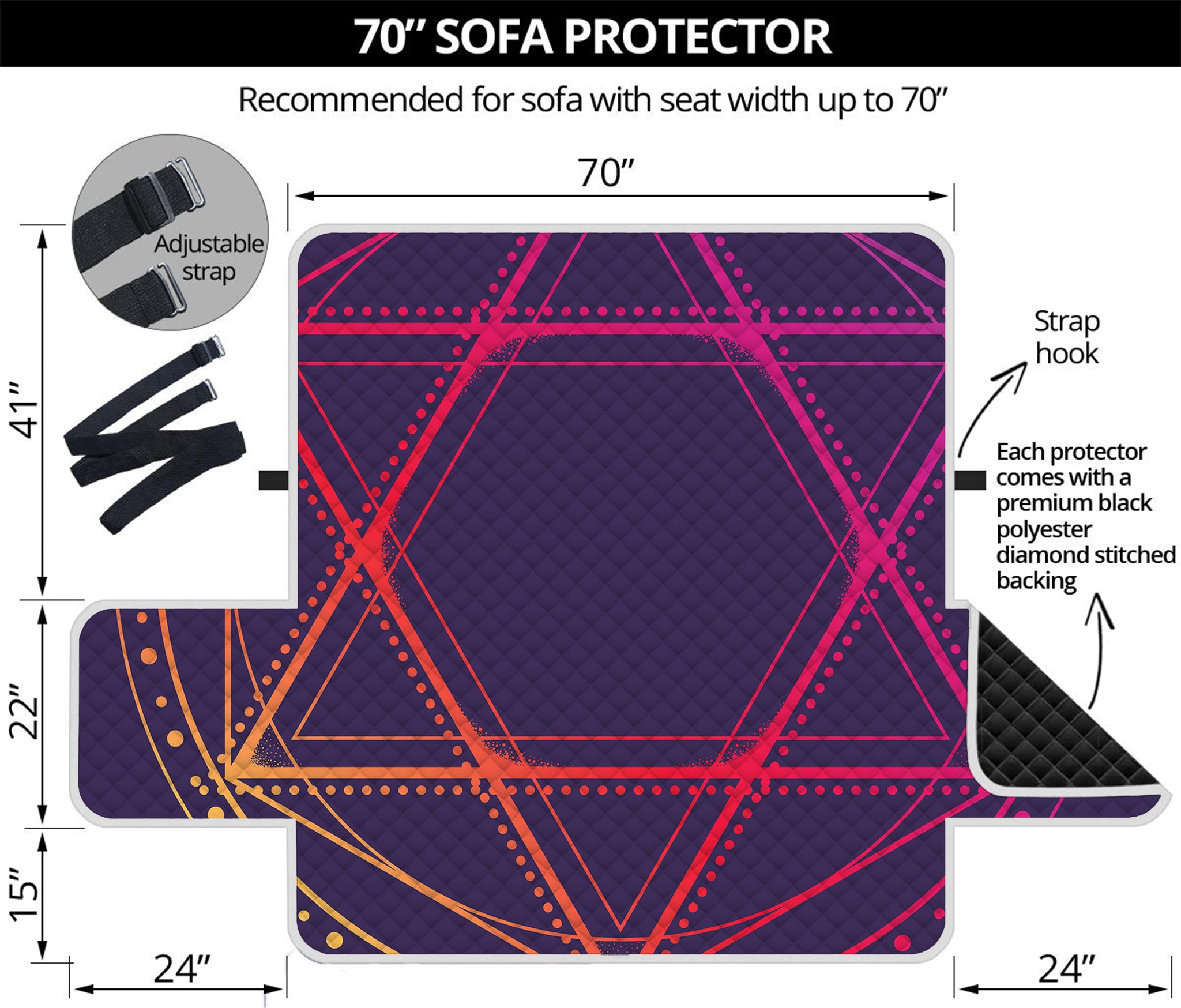 Geometric Star of David Print Sofa Protector