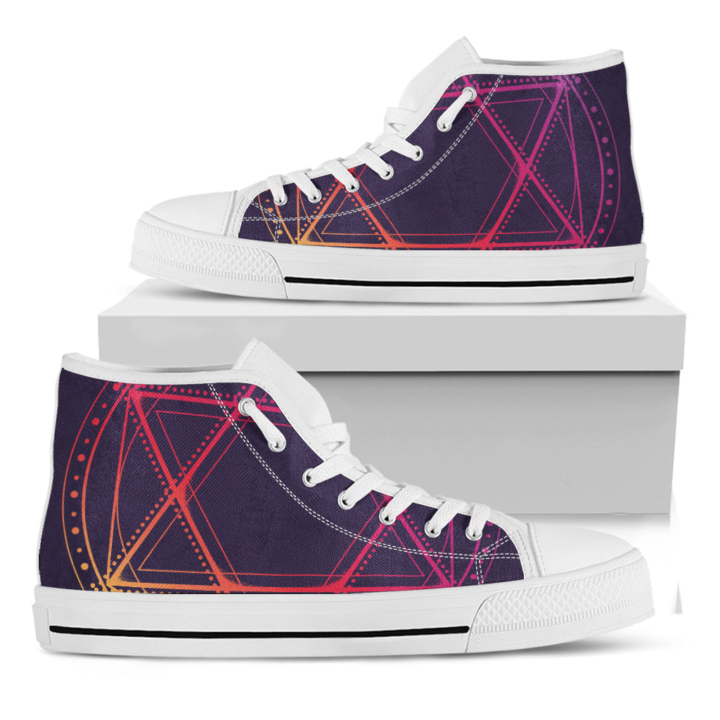 Geometric Star of David Print White High Top Shoes