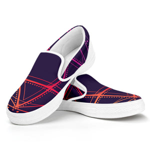 Geometric Star of David Print White Slip On Shoes