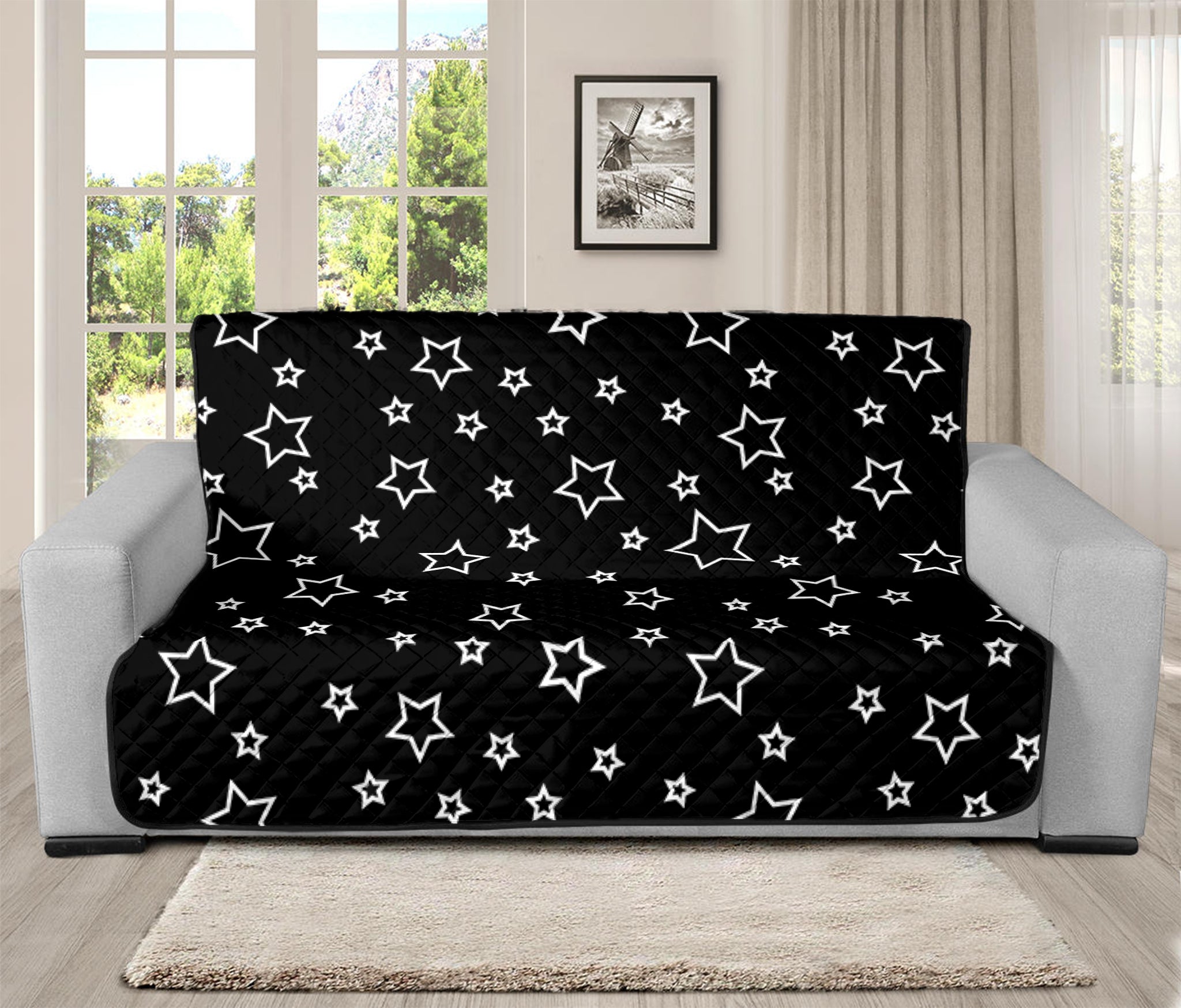 Geometric Star Pattern Print Futon Protector