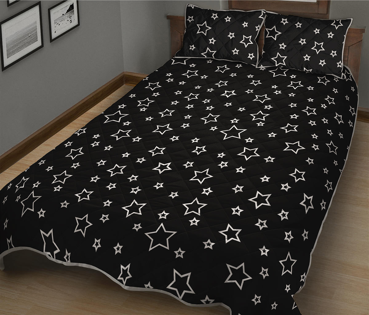 Geometric Star Pattern Print Quilt Bed Set