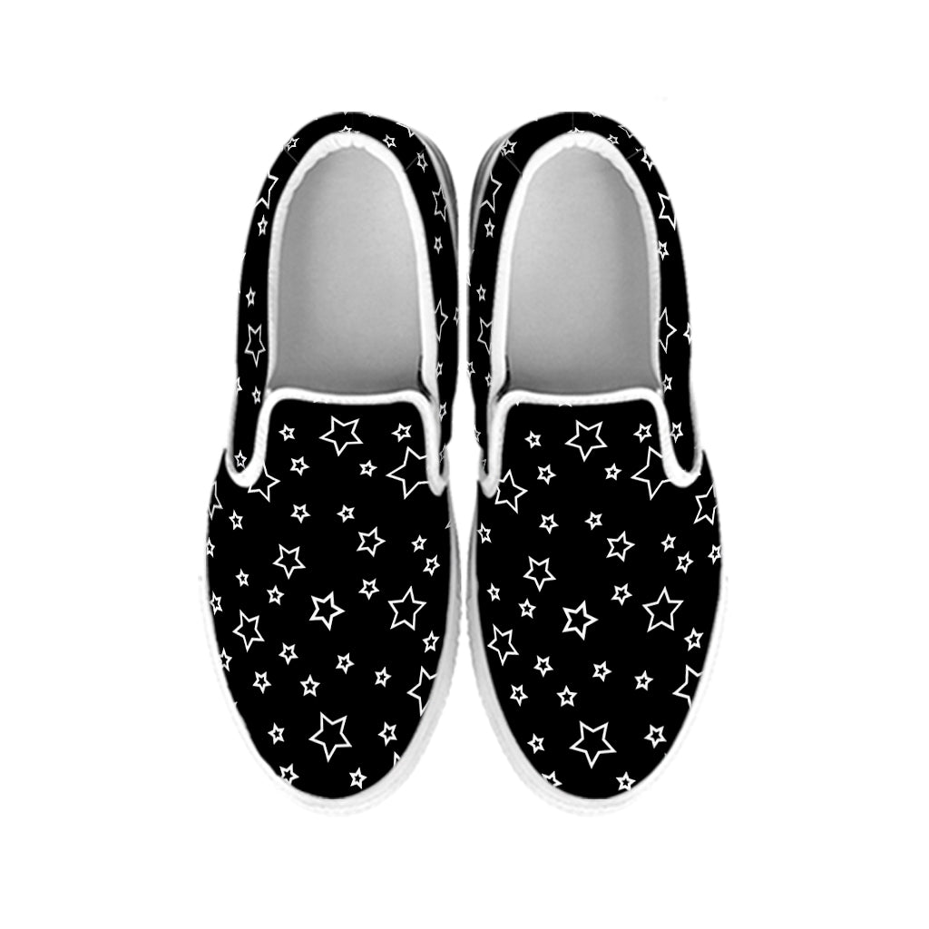 Geometric Star Pattern Print White Slip On Shoes