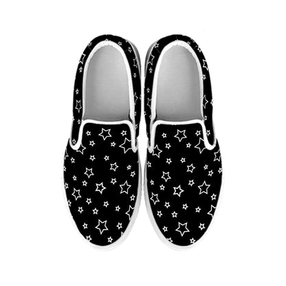 Geometric Star Pattern Print White Slip On Shoes