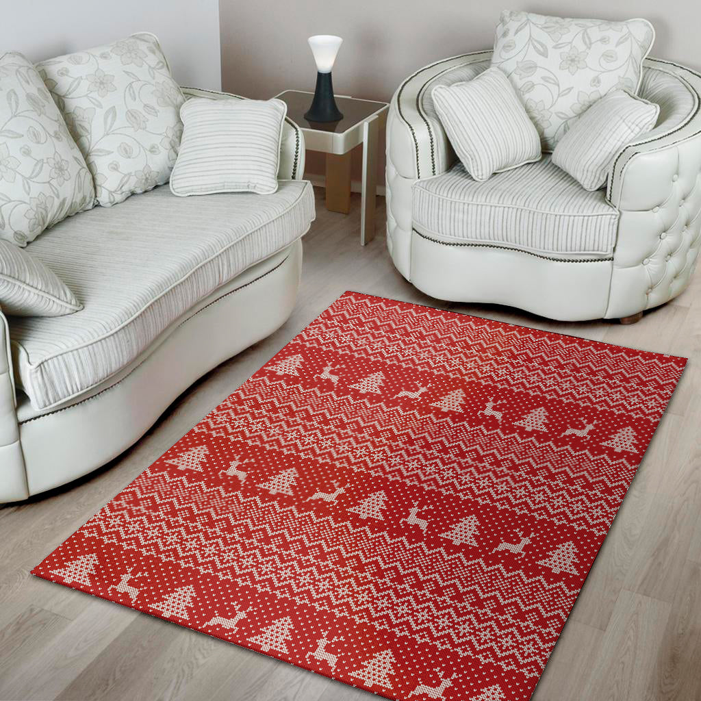 Geometric Xmas Knitted Pattern Print Area Rug