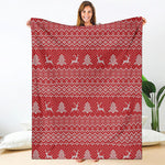 Geometric Xmas Knitted Pattern Print Blanket