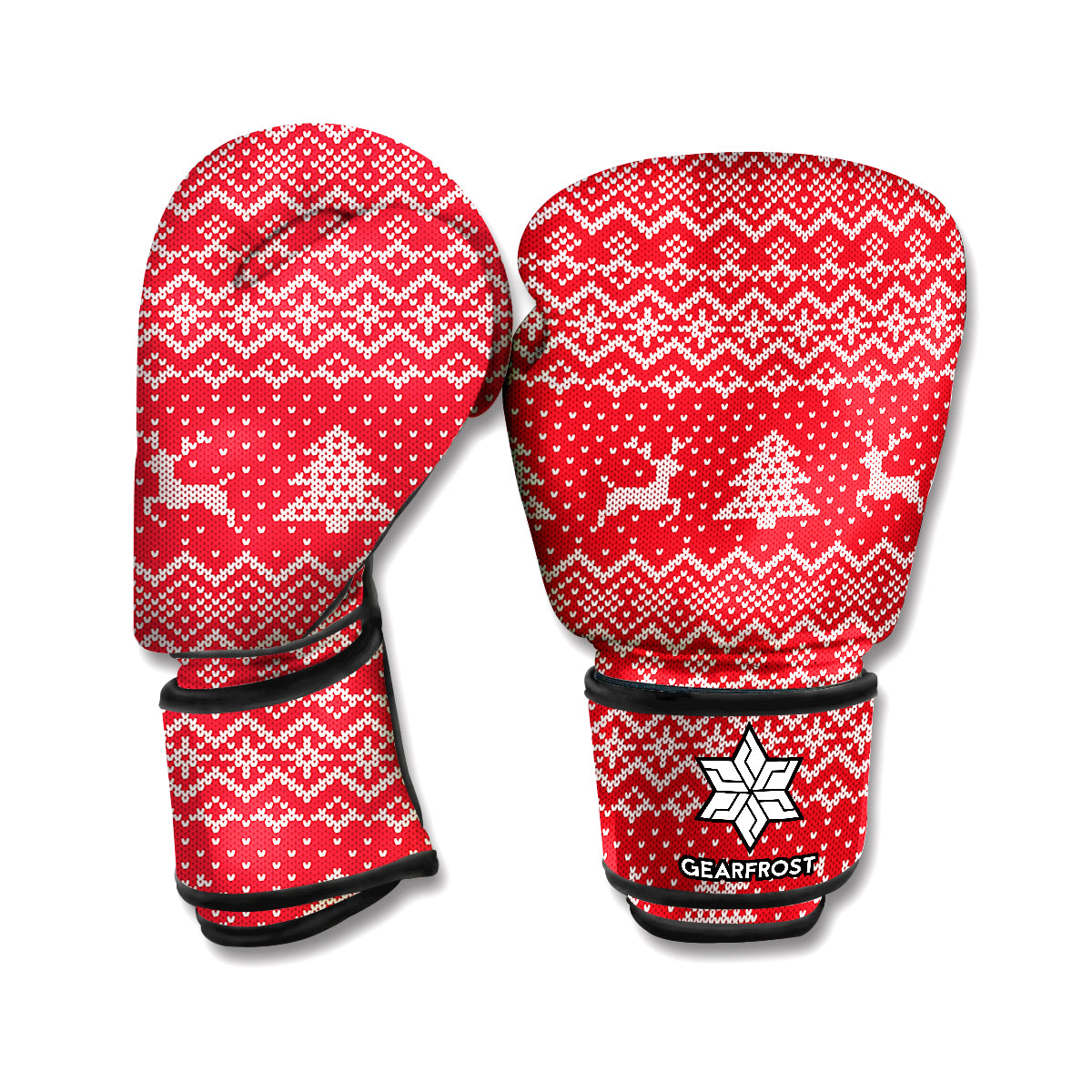 Geometric Xmas Knitted Pattern Print Boxing Gloves