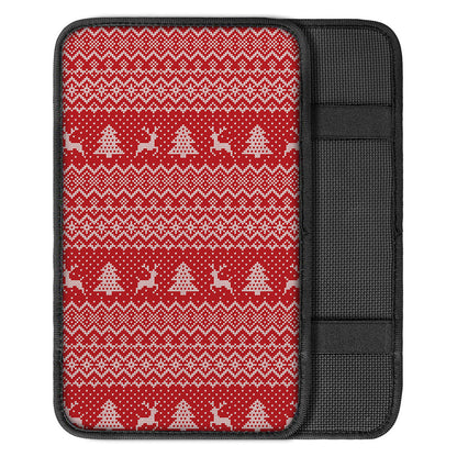 Geometric Xmas Knitted Pattern Print Car Center Console Cover
