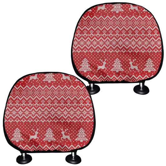 Geometric Xmas Knitted Pattern Print Car Headrest Covers