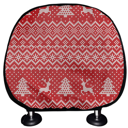Geometric Xmas Knitted Pattern Print Car Headrest Covers