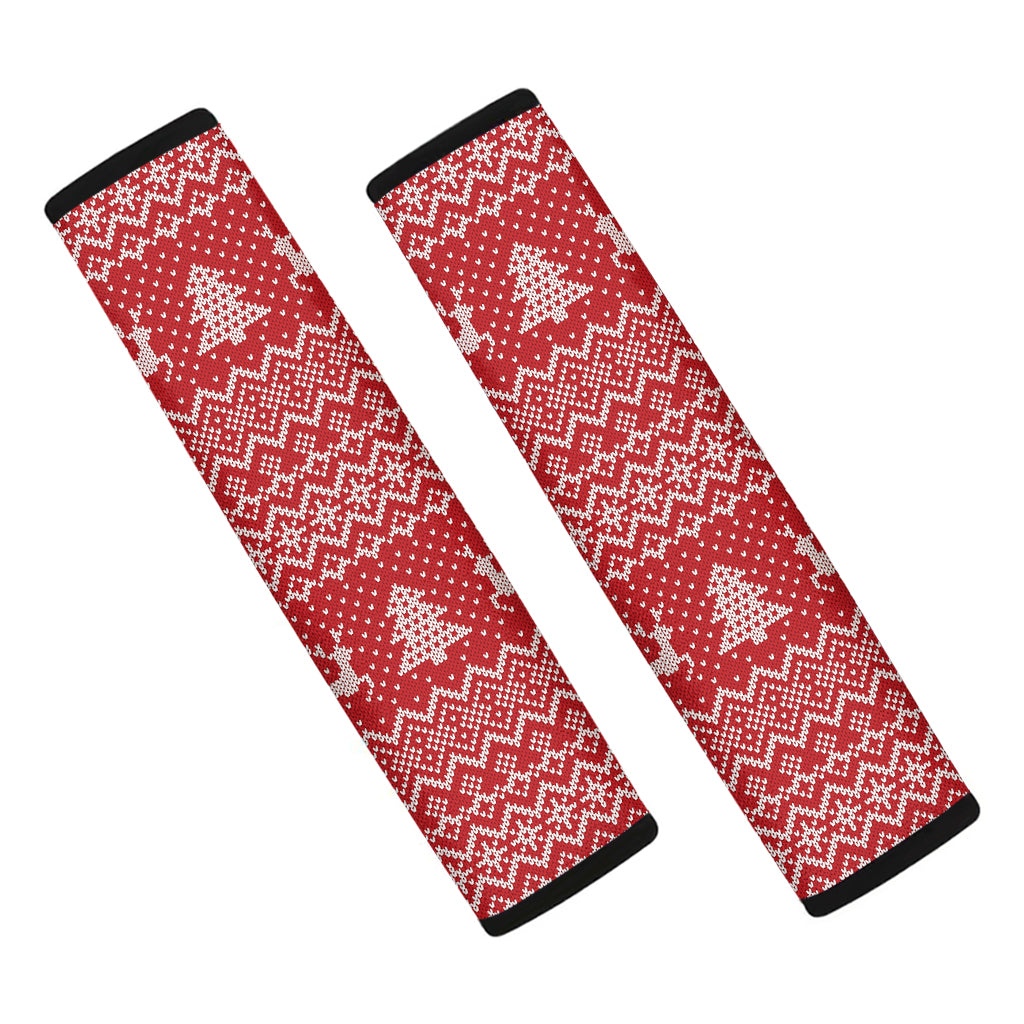Geometric Xmas Knitted Pattern Print Car Seat Belt Covers
