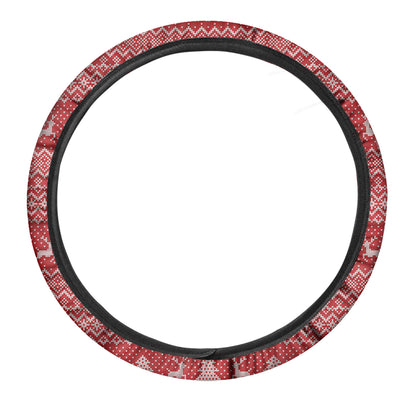 Geometric Xmas Knitted Pattern Print Car Steering Wheel Cover