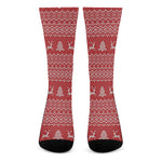 Geometric Xmas Knitted Pattern Print Crew Socks