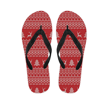 Geometric Xmas Knitted Pattern Print Flip Flops