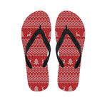 Geometric Xmas Knitted Pattern Print Flip Flops