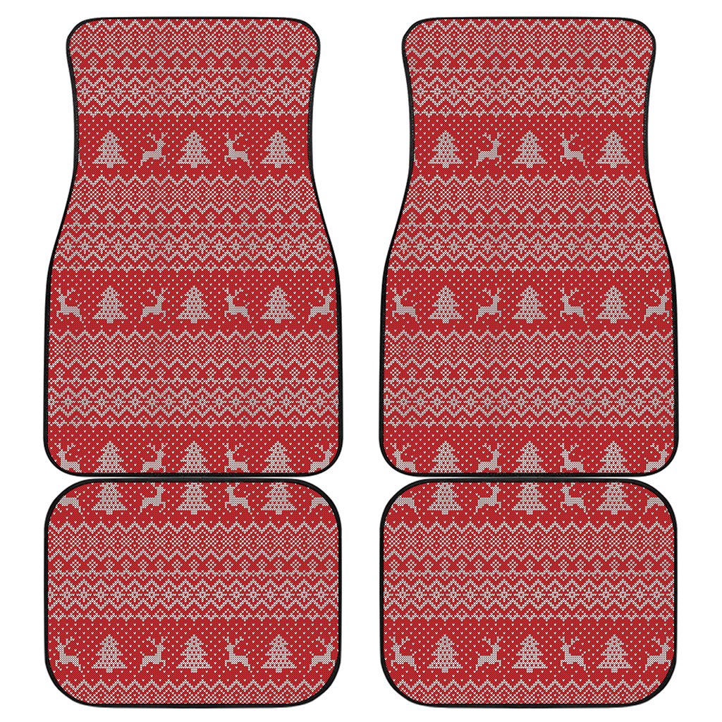 Geometric Xmas Knitted Pattern Print Front and Back Car Floor Mats