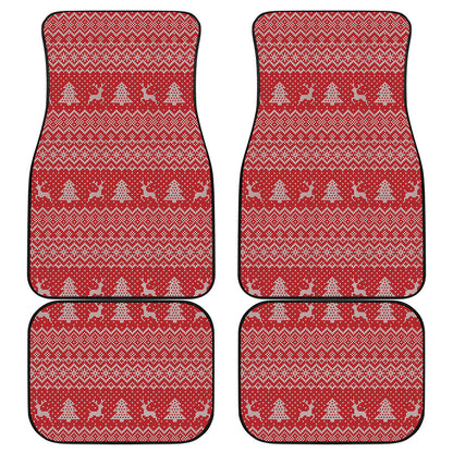 Geometric Xmas Knitted Pattern Print Front and Back Car Floor Mats