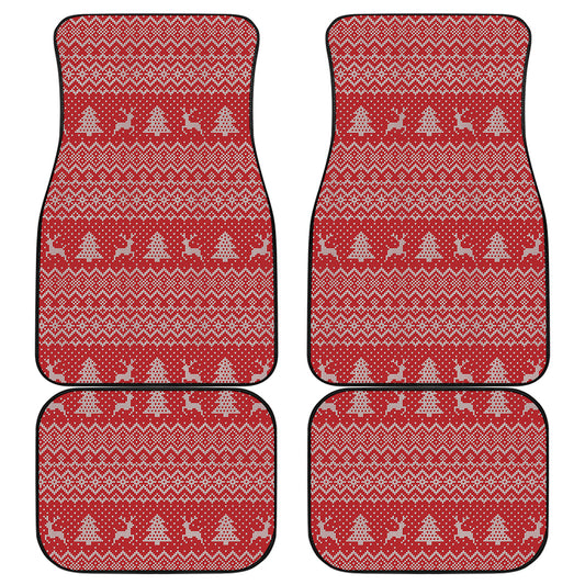 Geometric Xmas Knitted Pattern Print Front and Back Car Floor Mats