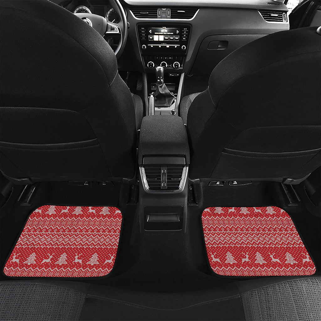 Geometric Xmas Knitted Pattern Print Front and Back Car Floor Mats
