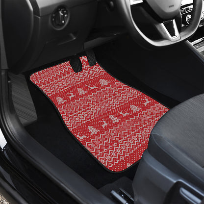 Geometric Xmas Knitted Pattern Print Front and Back Car Floor Mats