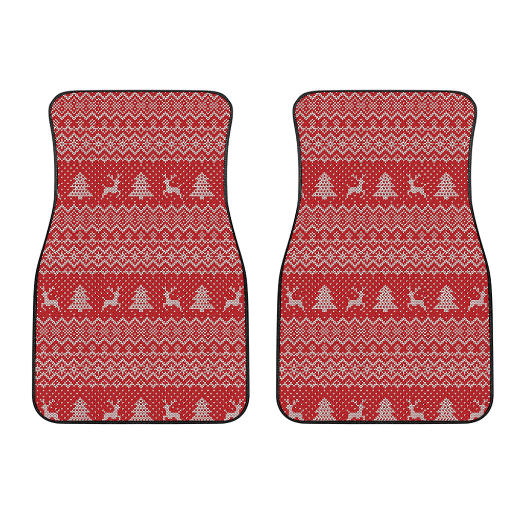 Geometric Xmas Knitted Pattern Print Front Car Floor Mats