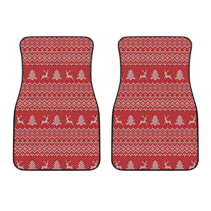 Geometric Xmas Knitted Pattern Print Front Car Floor Mats