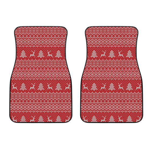 Geometric Xmas Knitted Pattern Print Front Car Floor Mats