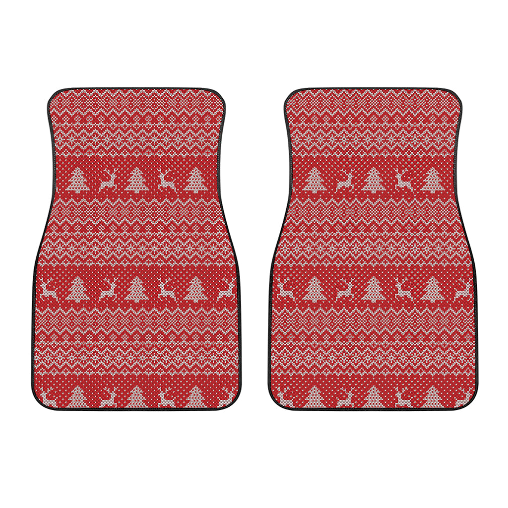 Geometric Xmas Knitted Pattern Print Front Car Floor Mats