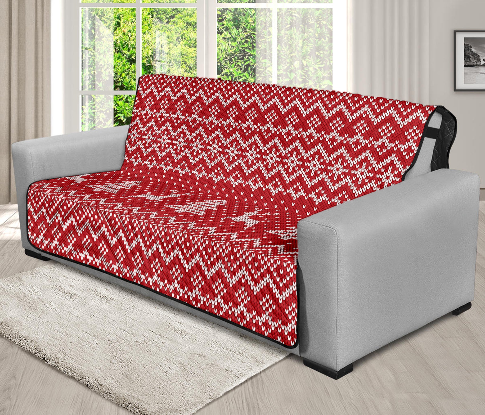 Geometric Xmas Knitted Pattern Print Futon Protector