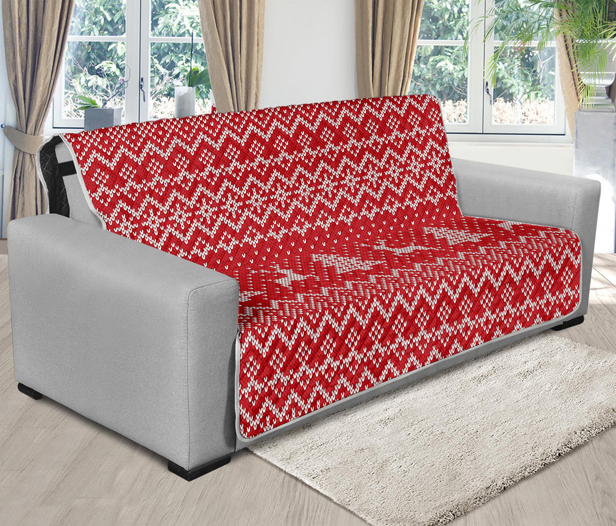 Geometric Xmas Knitted Pattern Print Futon Protector