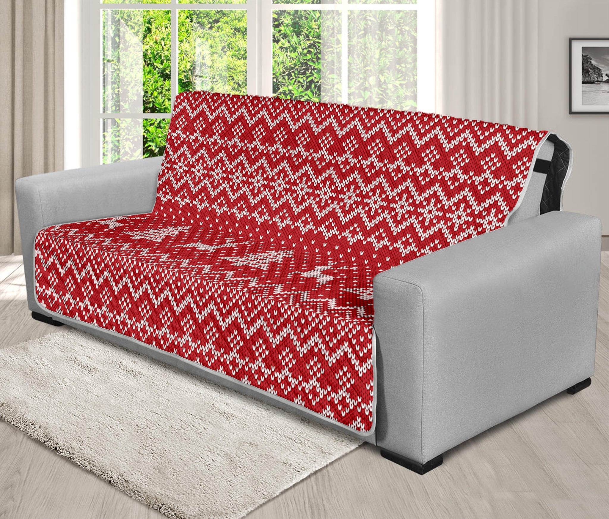 Geometric Xmas Knitted Pattern Print Futon Protector