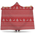 Geometric Xmas Knitted Pattern Print Hooded Blanket