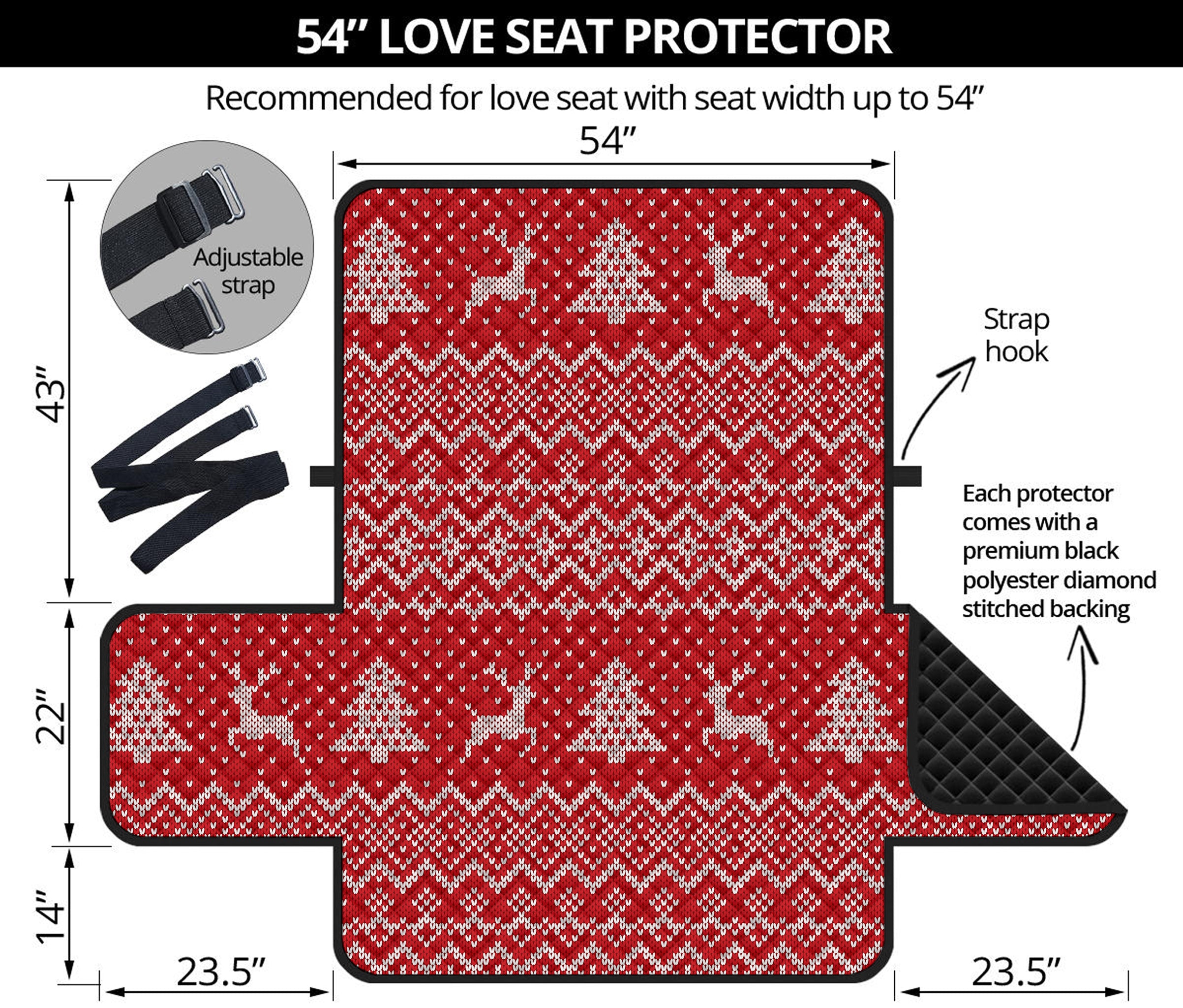 Geometric Xmas Knitted Pattern Print Loveseat Protector