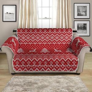 Geometric Xmas Knitted Pattern Print Loveseat Protector