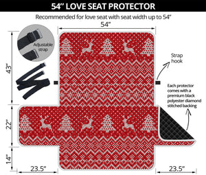 Geometric Xmas Knitted Pattern Print Loveseat Protector