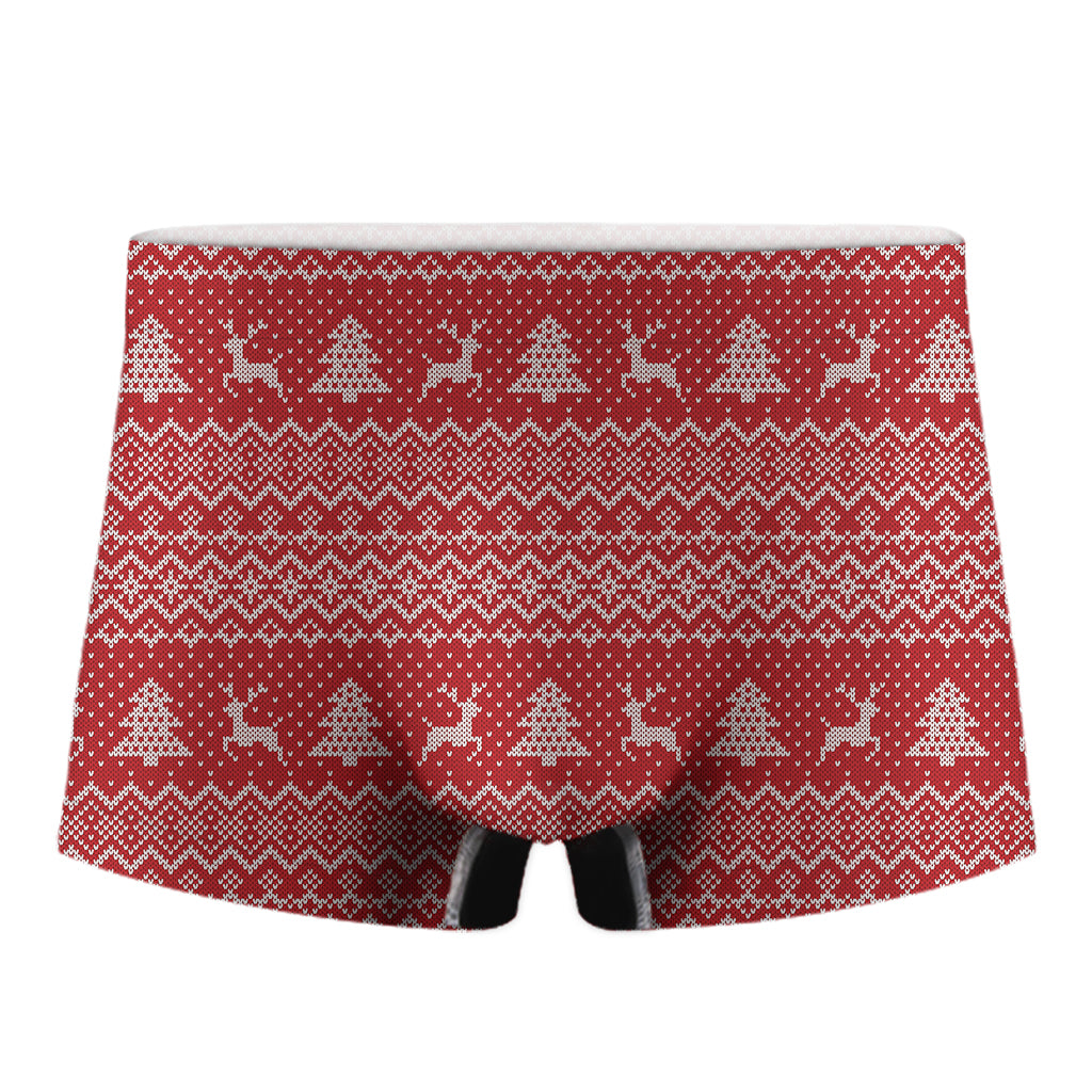 Geometric Xmas Knitted Pattern Print Men's Boxer Briefs