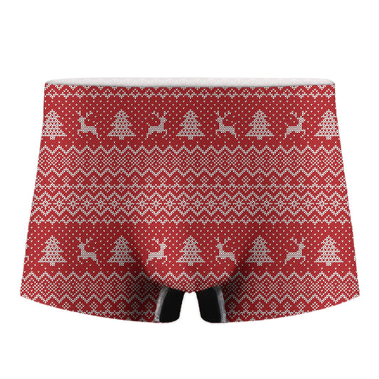 Geometric Xmas Knitted Pattern Print Men's Boxer Briefs