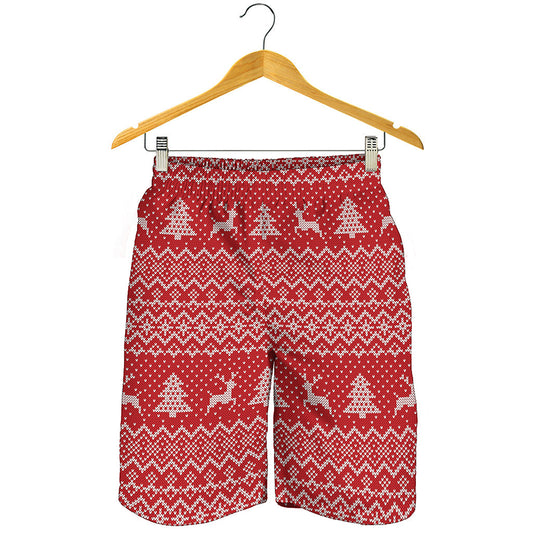 Geometric Xmas Knitted Pattern Print Men's Shorts