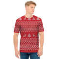 Geometric Xmas Knitted Pattern Print Men's T-Shirt