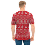 Geometric Xmas Knitted Pattern Print Men's T-Shirt