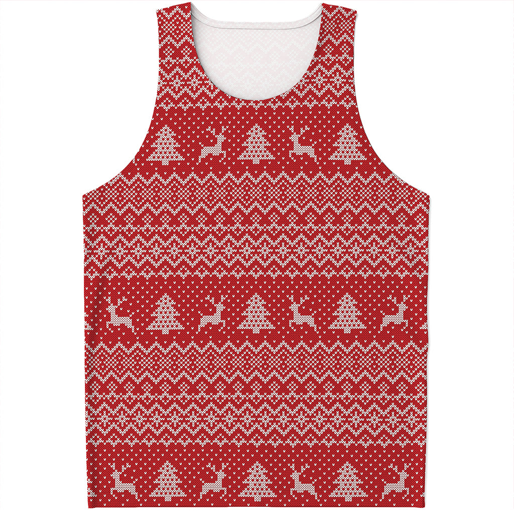 Geometric Xmas Knitted Pattern Print Men's Tank Top