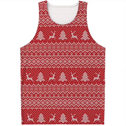Geometric Xmas Knitted Pattern Print Men's Tank Top