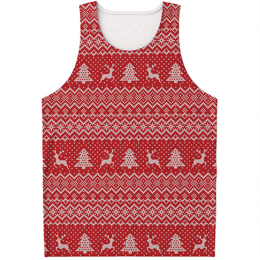Geometric Xmas Knitted Pattern Print Men's Tank Top