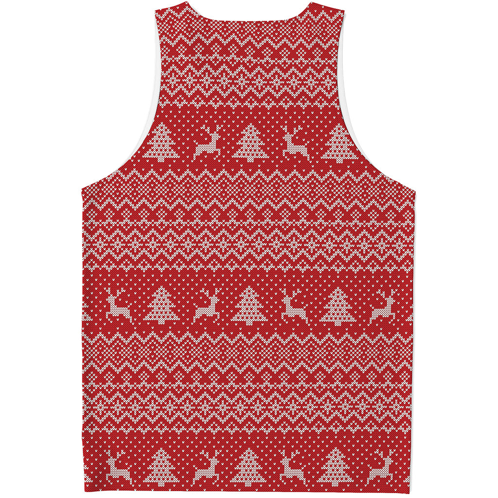 Geometric Xmas Knitted Pattern Print Men's Tank Top