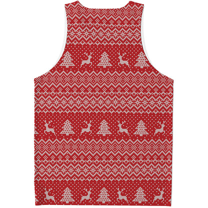 Geometric Xmas Knitted Pattern Print Men's Tank Top