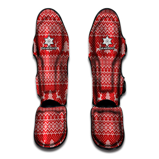 Geometric Xmas Knitted Pattern Print Muay Thai Shin Guard