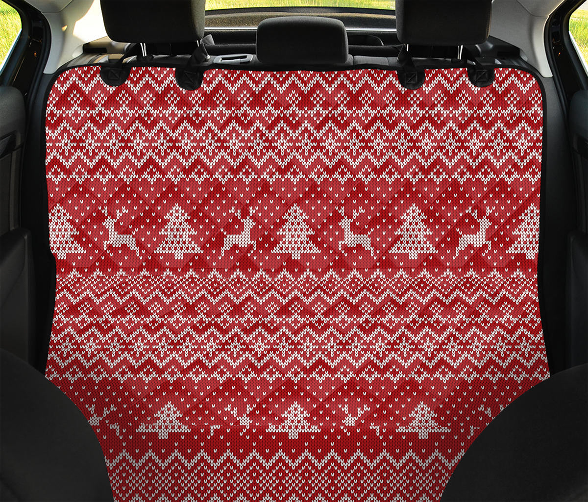 Geometric Xmas Knitted Pattern Print Pet Car Back Seat Cover